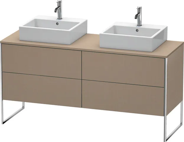 Duravit Waschtischunterschrank bodenstehend „XSquare“ 160 × 77,8 × 54,8 cm Becken: links und rechts / Front- & Korpusfarbe: Leinen / Größe: 160 × 54,8 × 77,8 cm / Oberfläche: Dekor / Profile: Chrom / Schubladen: 4 Duravit Waschtischunterschrank bodenstehend „XSquare“ 160 × 77,8 × 54,8 cm Becken: links und rechts / Front- & Korpusfarbe: Leinen / Größe: 160 × 54,8 × 77,8 cm / Oberfläche: Dekor / Profile: Chrom / Schubladen: 4