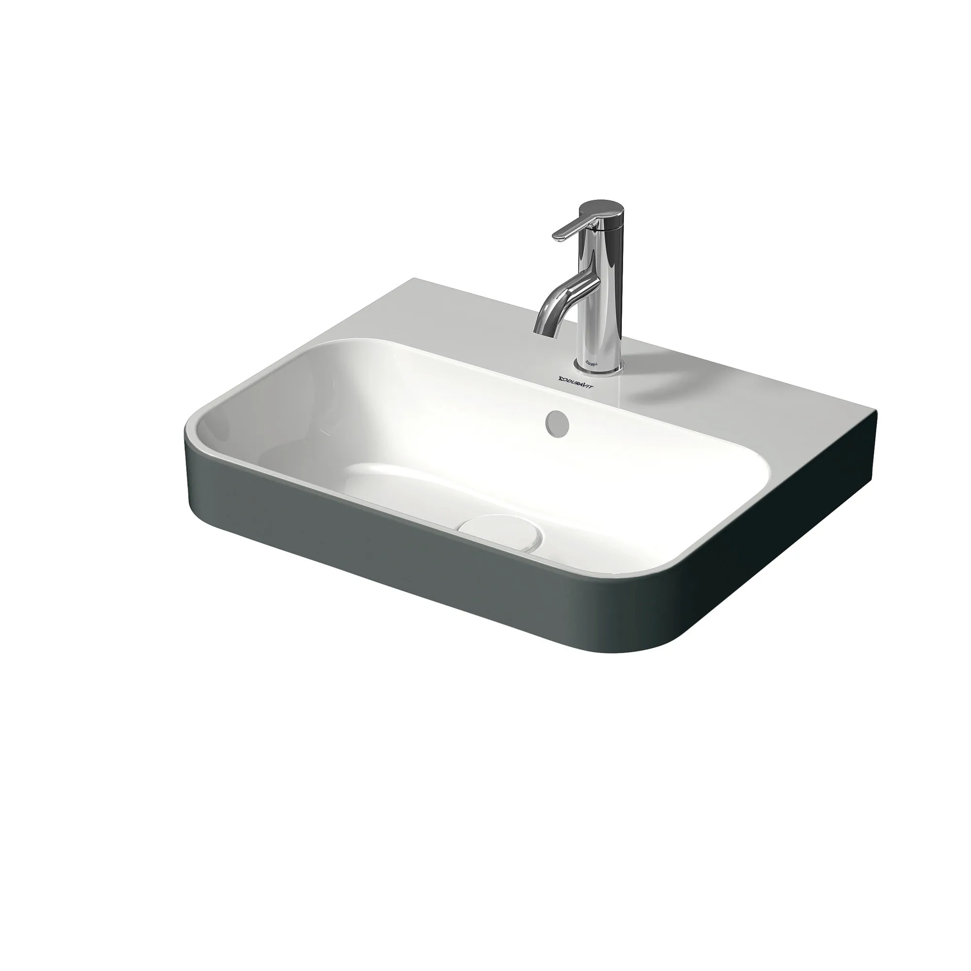 Aufsatzwaschtisch „Happy D.2 Plus“, mit Überlauf, Hahnlochposition mittig Farbe (Außenseite): Anthrazit Matt / Farbe (Innenseite): Weiß Hochglanz / Größe: 50 × 40 cm / Hahnlochbohrung: mit 1×1 Hahnlochbohrung / Hahnlochposition: mittig / Oberflächenveredelung: mit WonderGliss / Überlauf: mit Überlauf Aufsatzwaschtisch „Happy D.2 Plus“, mit Überlauf, Hahnlochposition mittig Farbe (Außenseite): Anthrazit Matt / Farbe (Innenseite): Weiß Hochglanz / Größe: 50 × 40 cm / Hahnlochbohrung: mit 1×1 Hahnlochbohrung / Hahnlochposition: mittig / Oberflächenveredelung: mit WonderGliss / Überlauf: mit Überlauf
