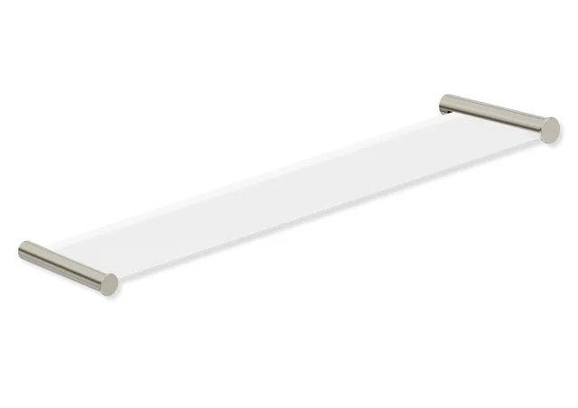 Ablage des Systems 162, Edelstahl, PVD, bestehend aus seitlichen Halteelementen und Ablagefläche aus Glas, 600 mm breit, 122 mm tief, in Farbe CK (Messing glänzend) Ablage des Systems 162, Edelstahl, PVD, bestehend aus seitlichen Halteelementen und Ablagefläche aus Glas, 600 mm breit, 122 mm tief, in Farbe CK (Messing glänzend)