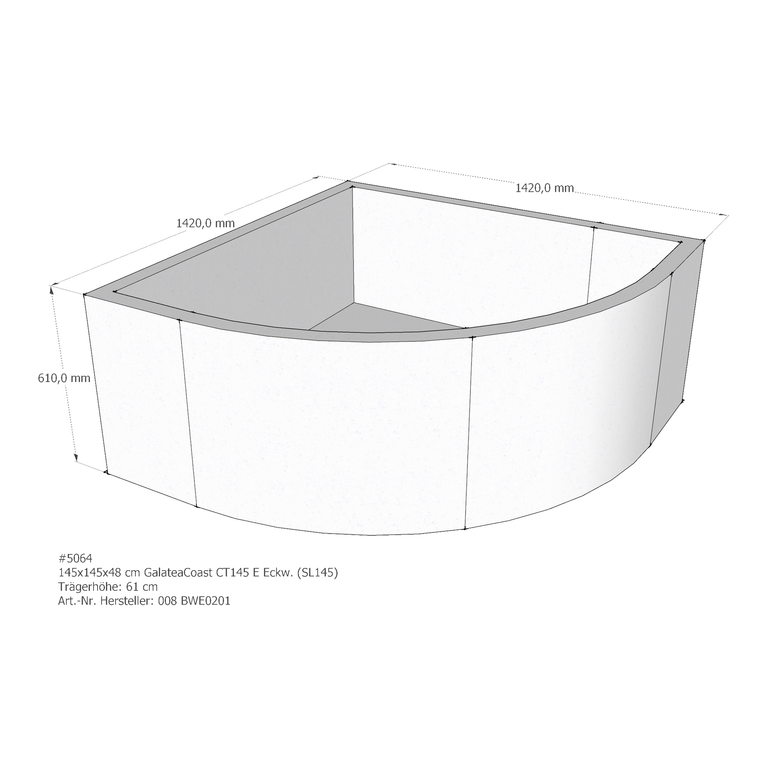 Badewannenträger für Galatea ~Coast CT 145 E 145 × 145 × 48 cm Badewannenträger für Galatea ~Coast CT 145 E 145 × 145 × 48 cm