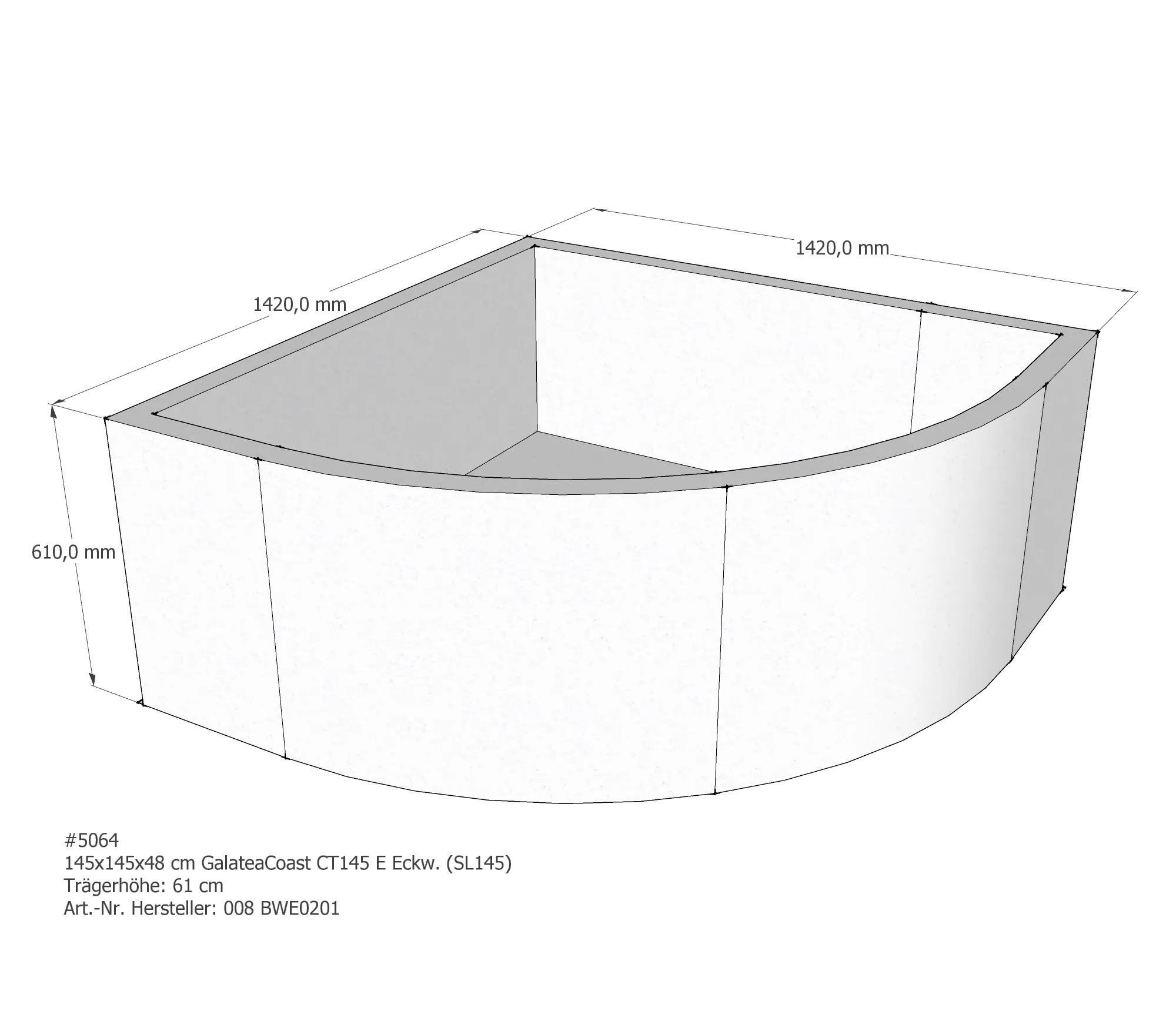 Badewannenträger für Galatea ~Coast CT 145 E 145 × 145 × 48 cm Badewannenträger für Galatea ~Coast CT 145 E 145 × 145 × 48 cm