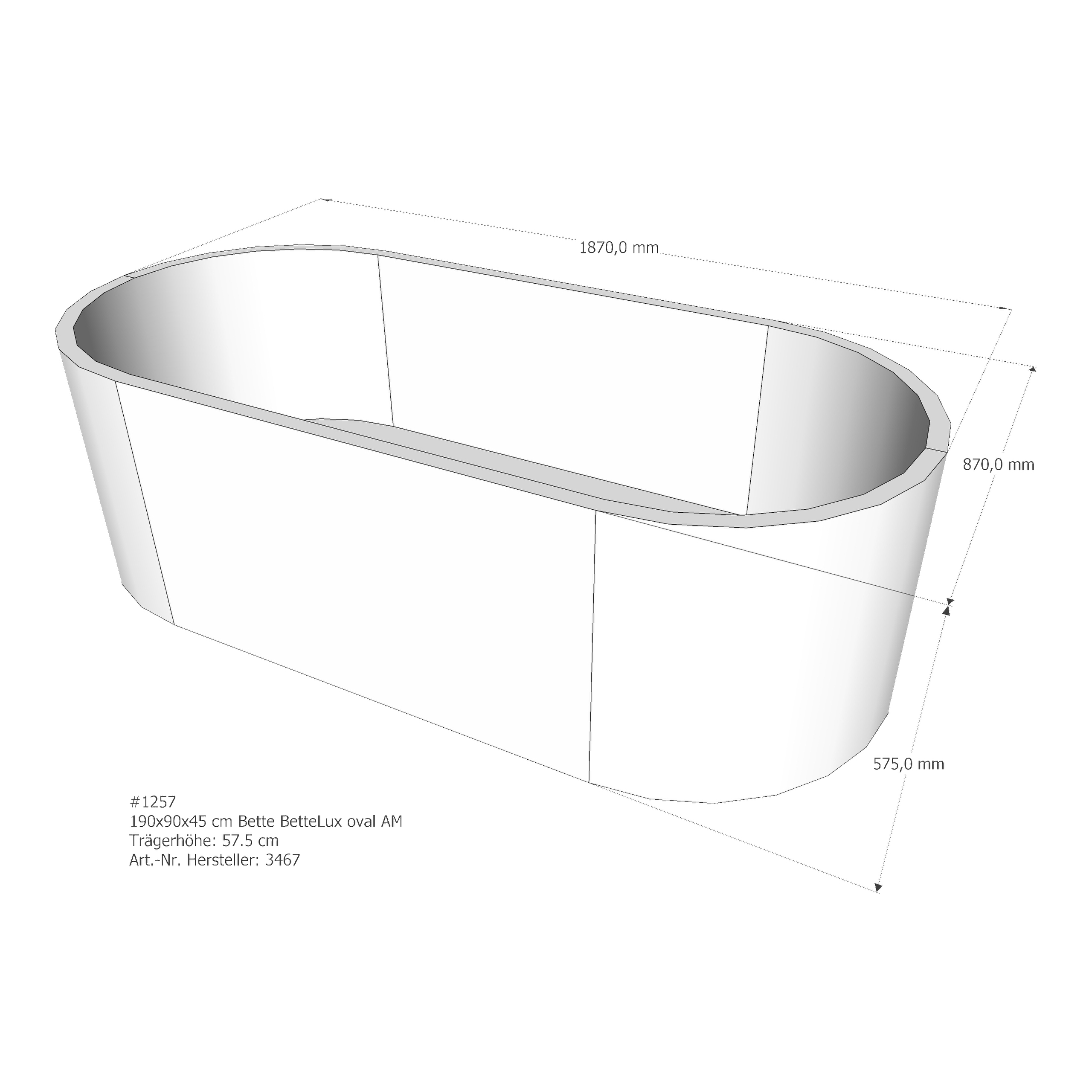 Badewannenträger für Bette LuxOval 190 × 90 × 45 cm Breite: 90 cm / Länge: 190 cm Badewannenträger für Bette LuxOval 190 × 90 × 45 cm Breite: 90 cm / Länge: 190 cm