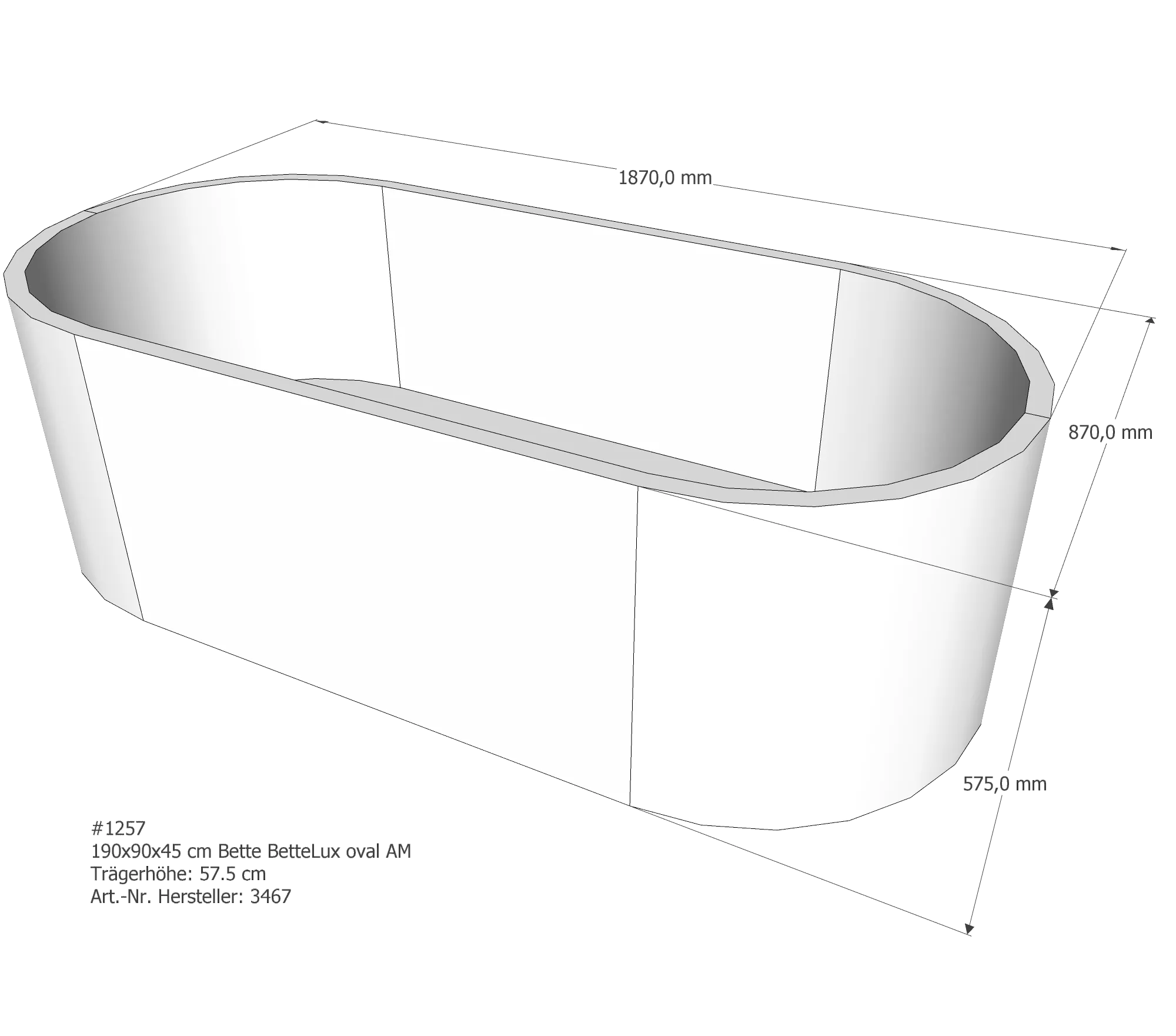 Badewannenträger für Bette LuxOval 190 × 90 × 45 cm Breite: 90 cm / Länge: 190 cm Badewannenträger für Bette LuxOval 190 × 90 × 45 cm Breite: 90 cm / Länge: 190 cm