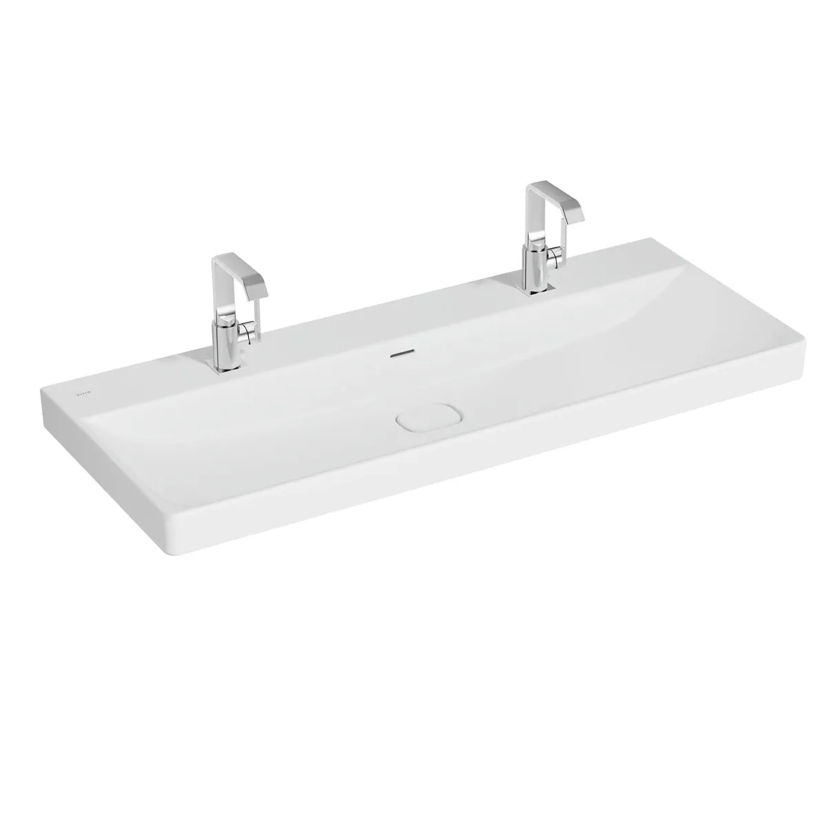 New Metropole Doppelwaschtisch wandgebunden rechteckig 120 x 47 cm 1 Becken mit 2 Hahnlöchern mit Überlaufschlitz Edelweiß mit Oberflächenveredelung Clean New Metropole Doppelwaschtisch wandgebunden rechteckig 120 x 47 cm 1 Becken mit 2 Hahnlöchern mit Überlaufschlitz Edelweiß mit Oberflächenveredelung Clean