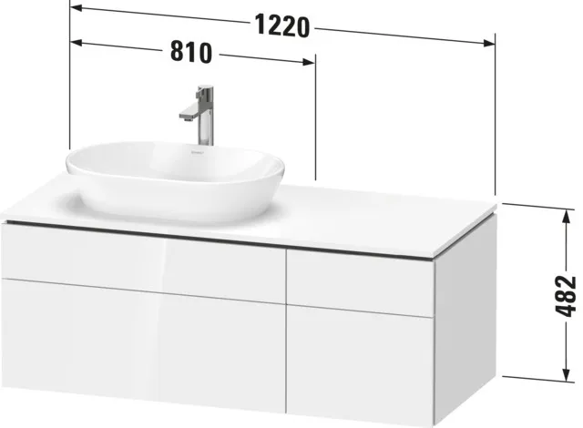 Duravit Waschtischunterschrank wandhängend „L-Cube“ 122 × 48,2 × 55 cm, links