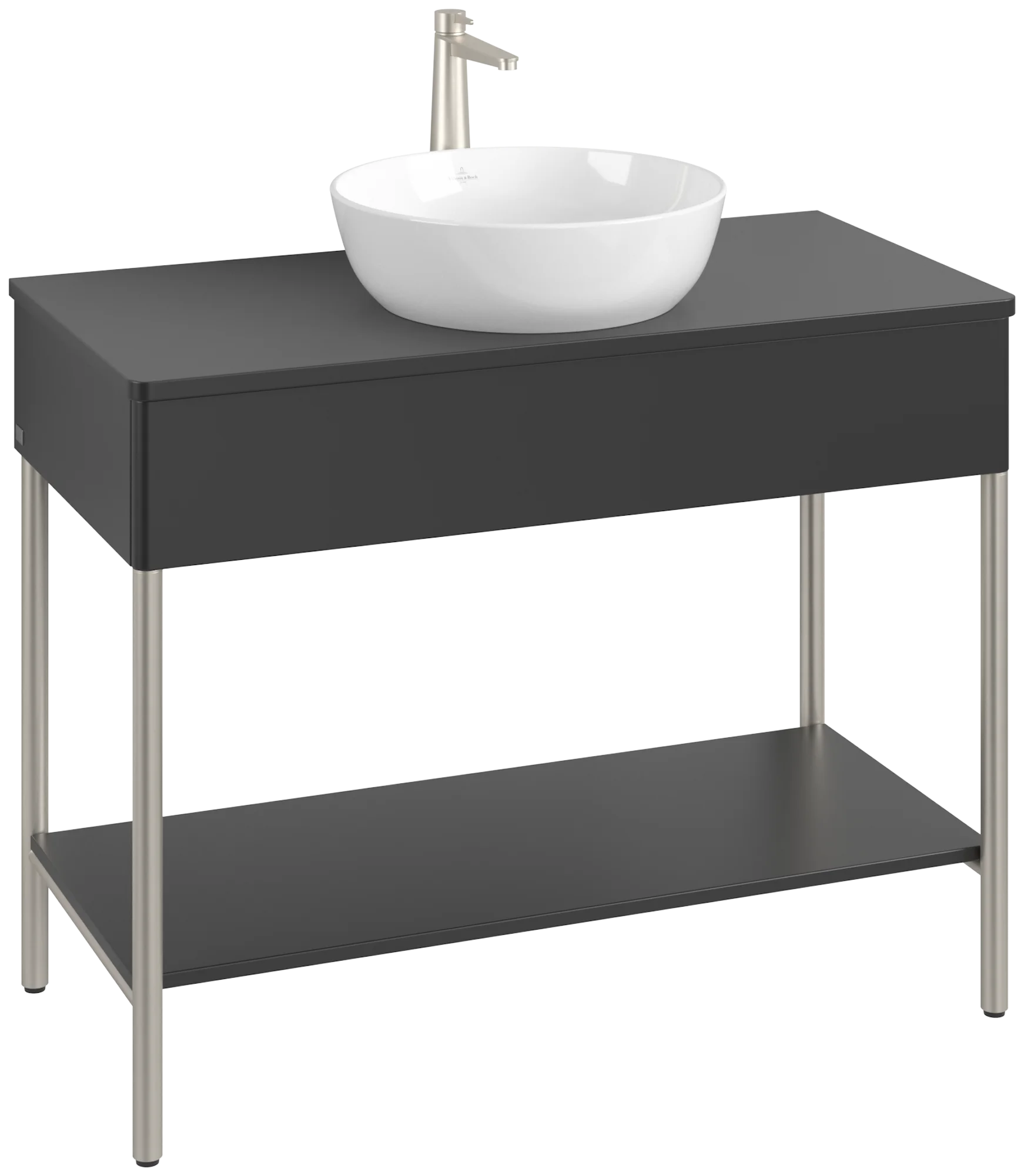 Villeroy & Boch Waschbeckenunterschrank Artis K64050, 1000x782x500mm, Black Matt Lacquer, mit Metallgestell, Push-to-open Funktion, 1 Auszug