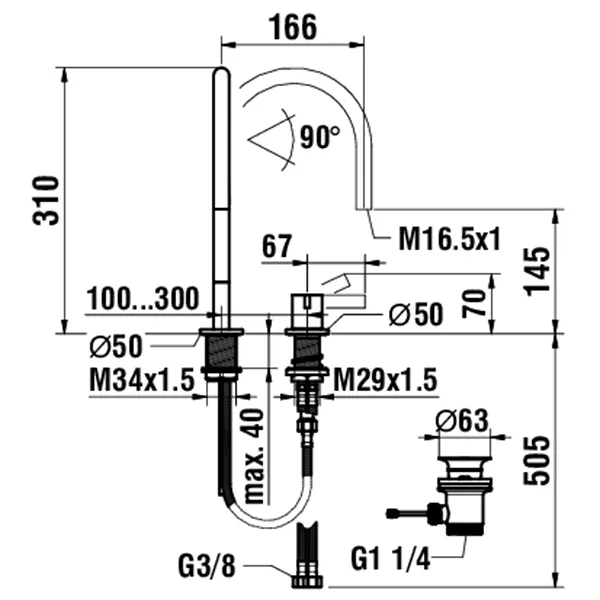 Laufen 2-Loch-Waschtischmischer Kartell Laufen Schwenkauslauf Ausladung 166 mm mit Ablaufventil chrom Laufen 2-Loch-Waschtischmischer Kartell Laufen Schwenkauslauf Ausladung 166 mm mit Ablaufventil chrom