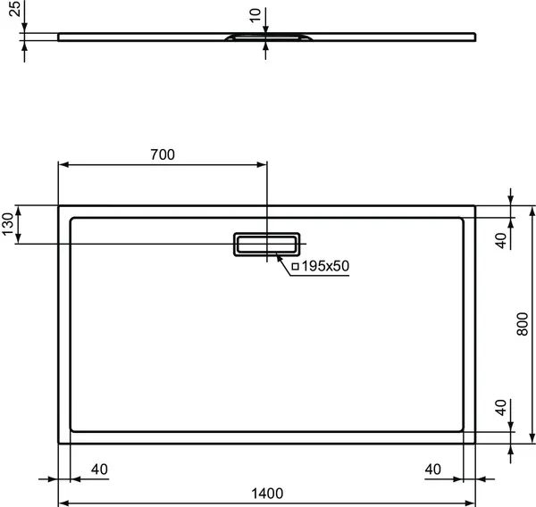 Ideal Standard Duschwanne „UltraFlatNew“ 80 × 140 cm in Weiß