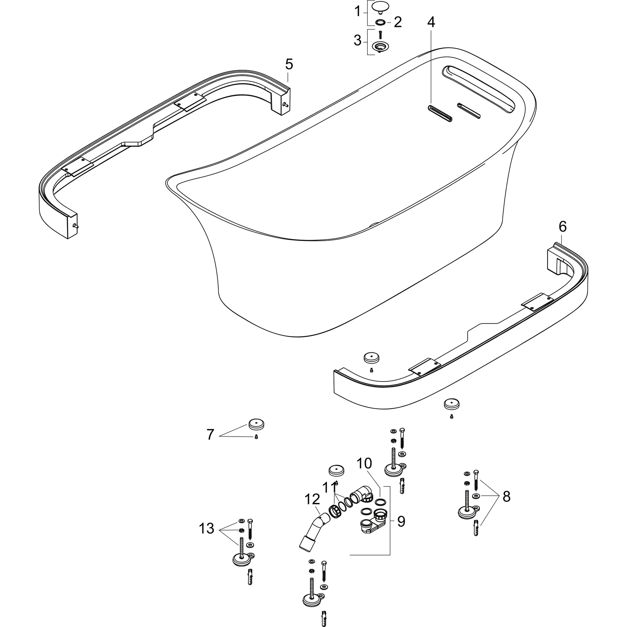 Hansgrohe Axor Urquiola Badewanne, freistehend, weiß, 180 x 60 cm, Füllhöhe ca. 340 mm Hansgrohe Axor Urquiola Badewanne, freistehend, weiß, 180 x 60 cm, Füllhöhe ca. 340 mm