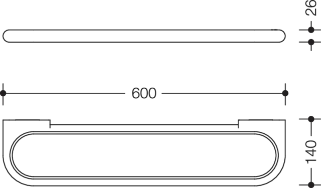 HEWI Ablage „Serie 477“ in 60 × 2,6 × 14 cm HEWI Ablage „Serie 477“ in 60 × 2,6 × 14 cm
