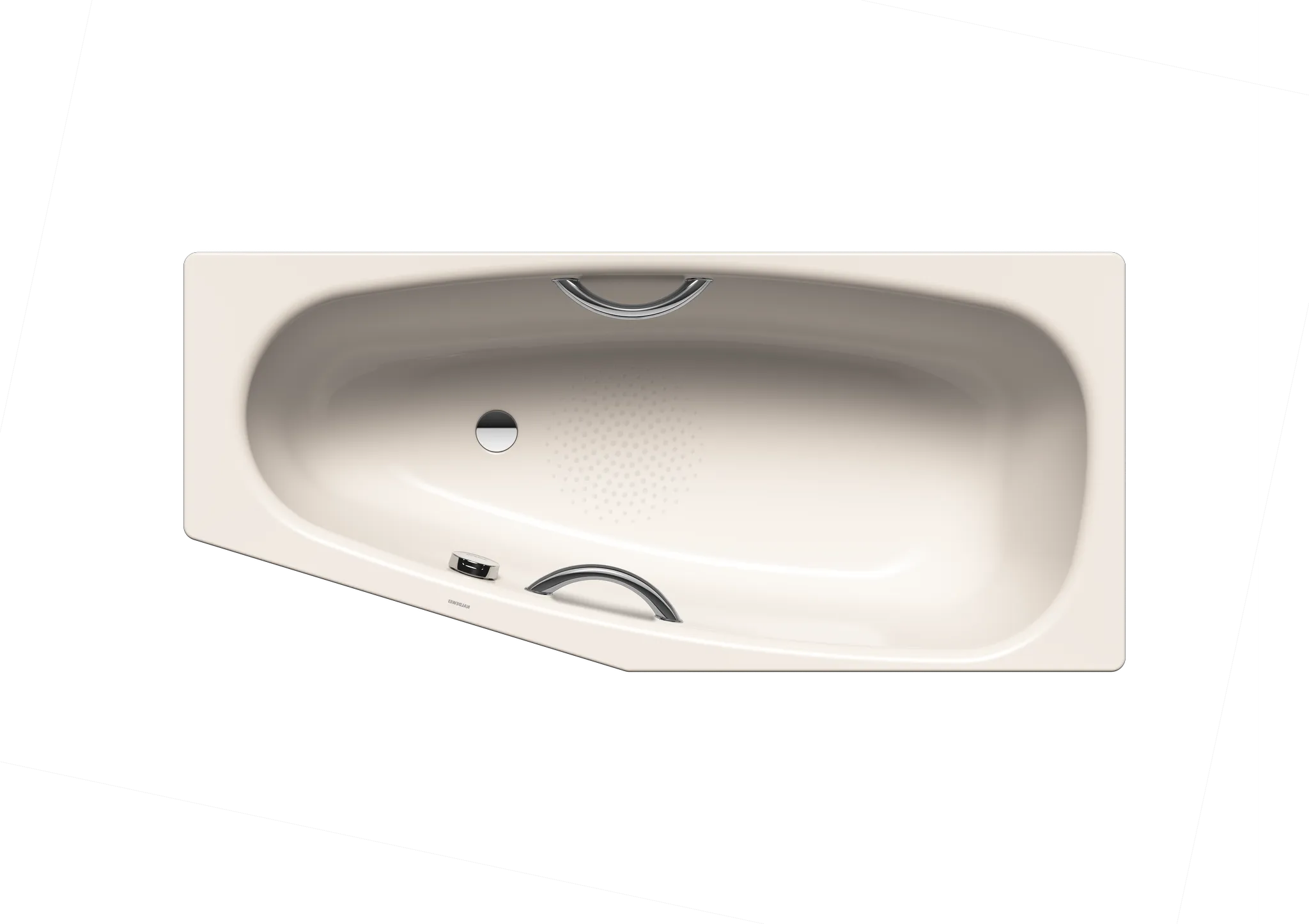 Kaldewei Badewanne „Mini“ Star trapez fünfeck 157 × 75 cm, mit Grifflochbohrungen, links in pergamon
