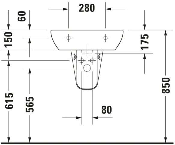 Wandwaschtisch „D-Code“, mit Überlauf 55 × 43 cm Wandwaschtisch „D-Code“, mit Überlauf 55 × 43 cm