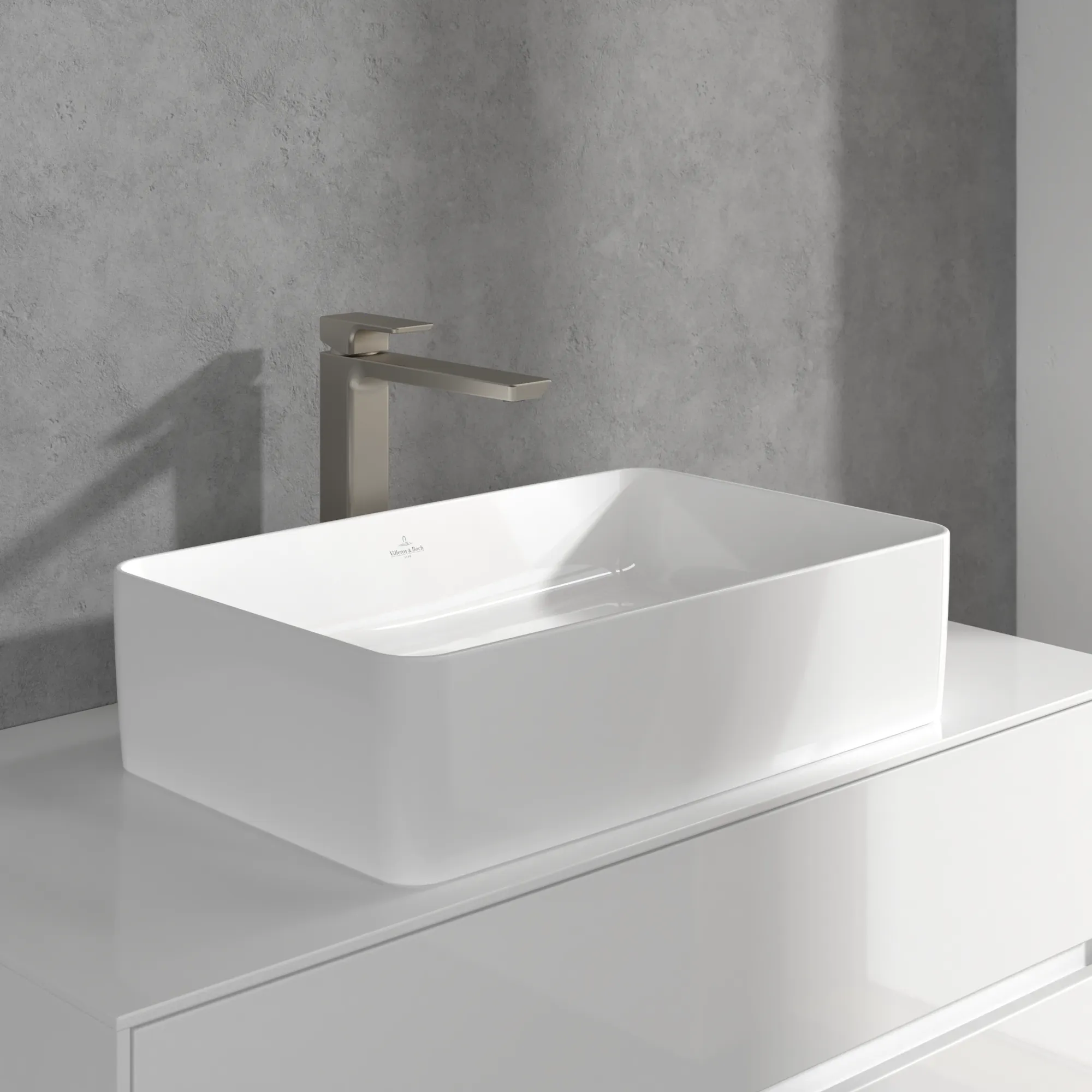 Villeroy & Boch Subway 3.0 Einhebel-Waschtischarmatur erhöhter Montage, Brushed Nickel Matt, 51 x 238 x 295 mm, mit verstellbarem Strahlregler und AirPlus-Technologie