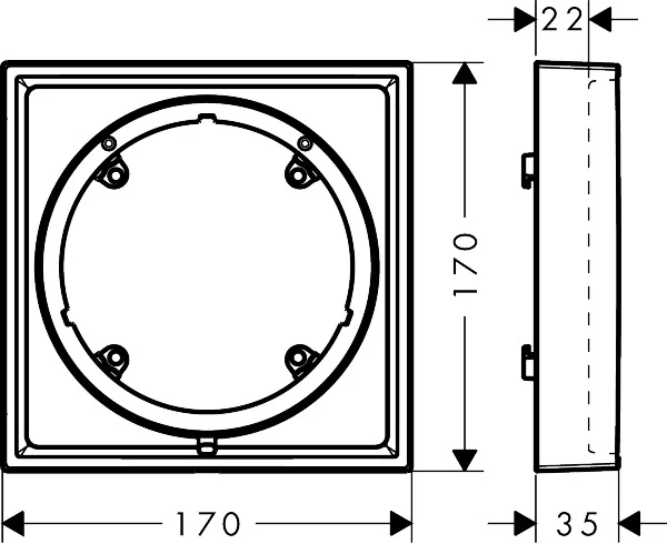 Hansgrohe AXOR ShowerSelect ID Verlängerungsrosette eckig, Chrom, 170 x 170 mm, Verlängerung 22 mm Hansgrohe AXOR ShowerSelect ID Verlängerungsrosette eckig, Chrom, 170 x 170 mm, Verlängerung 22 mm