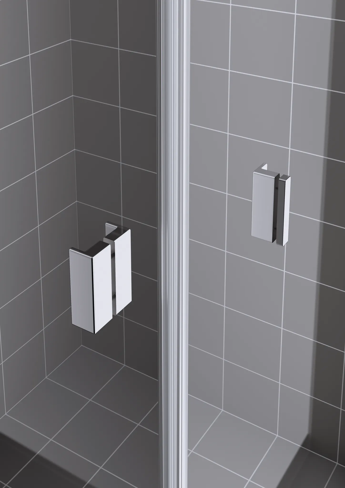 Kermi bewegliche Seitenwand beweglich links für Ecke „RAYA“ Glas SR Opaco, Profile Silber Mattglanz, BV: 870 - 900 mm GAK: 855 - 885 mm WE: 880 - 910 mm H: 1850 mm