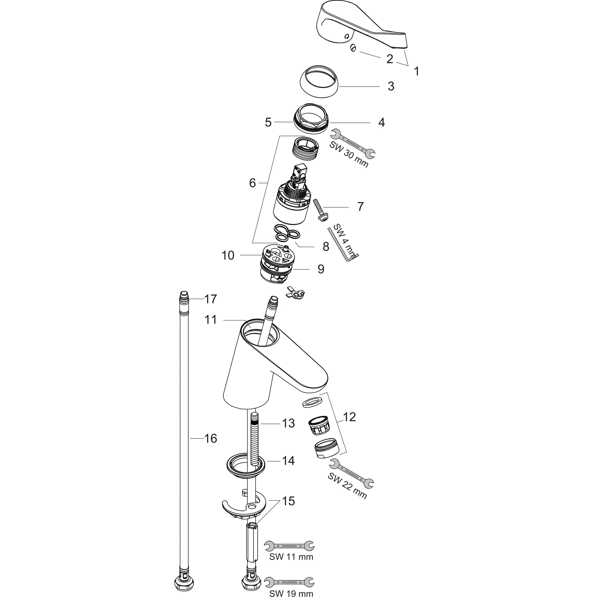 Waschtischmischer Focus Care 70 ohne Ablaufgarnitur chrom