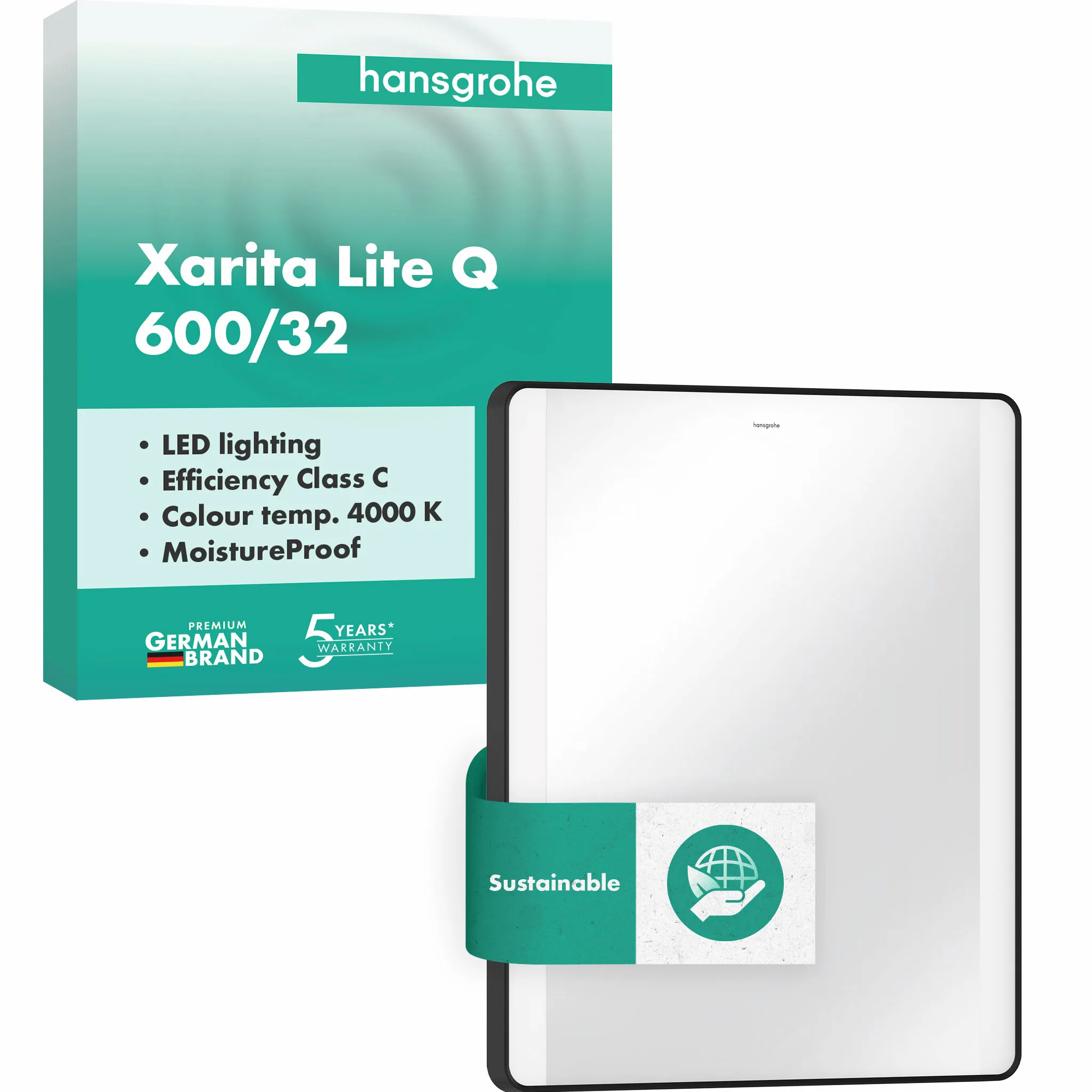 Hansgrohe Xarita Lite Q Spiegel mit seitlicher LED-Beleuchtung, 600/700x30mm, Mattschwarz Hansgrohe Xarita Lite Q Spiegel mit seitlicher LED-Beleuchtung, 600/700x30mm, Mattschwarz