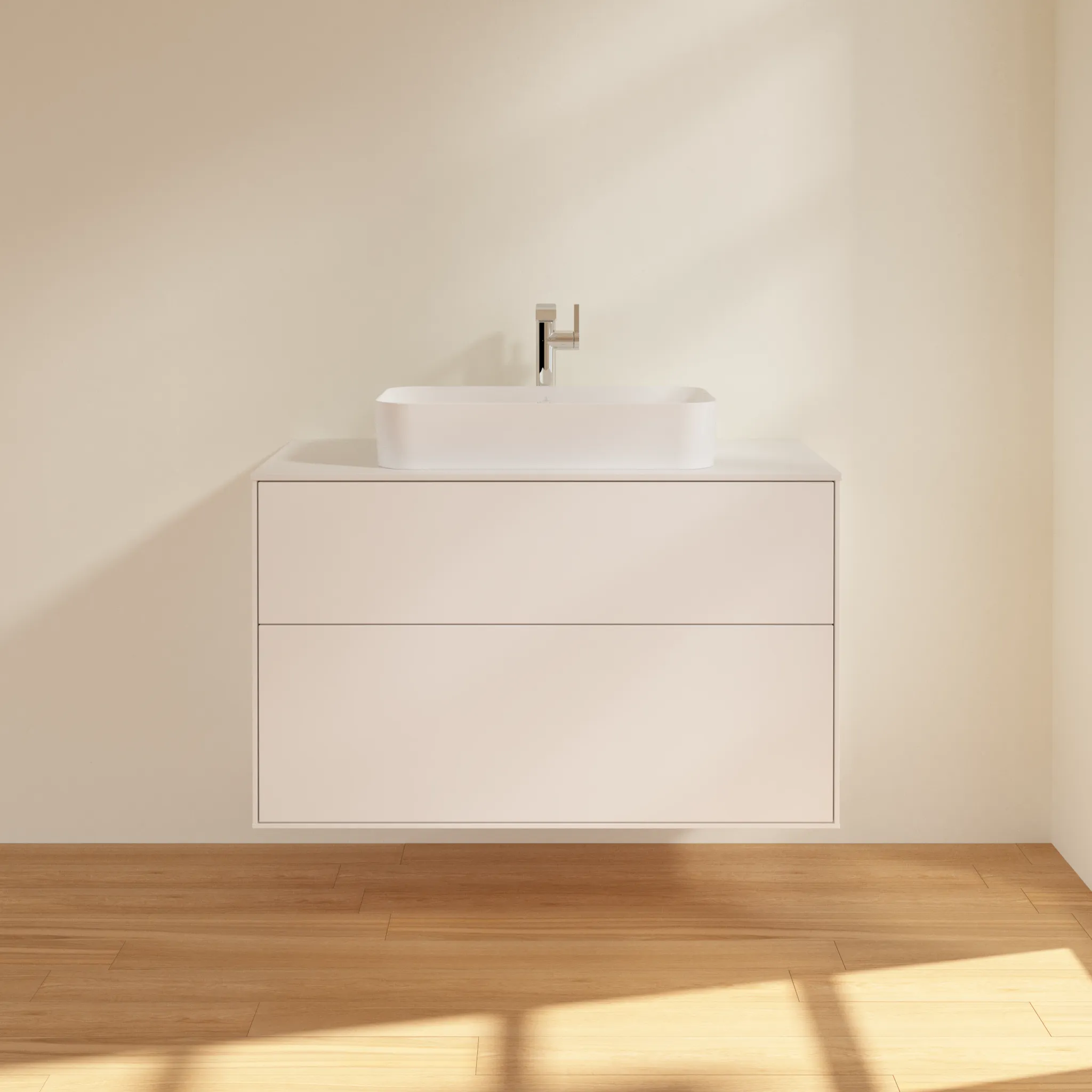 Villeroy & Boch Finion Waschbeckenunterschrank F23, 1000 x 603 x 501 mm, White Matt Lacquer / Glass White Matt