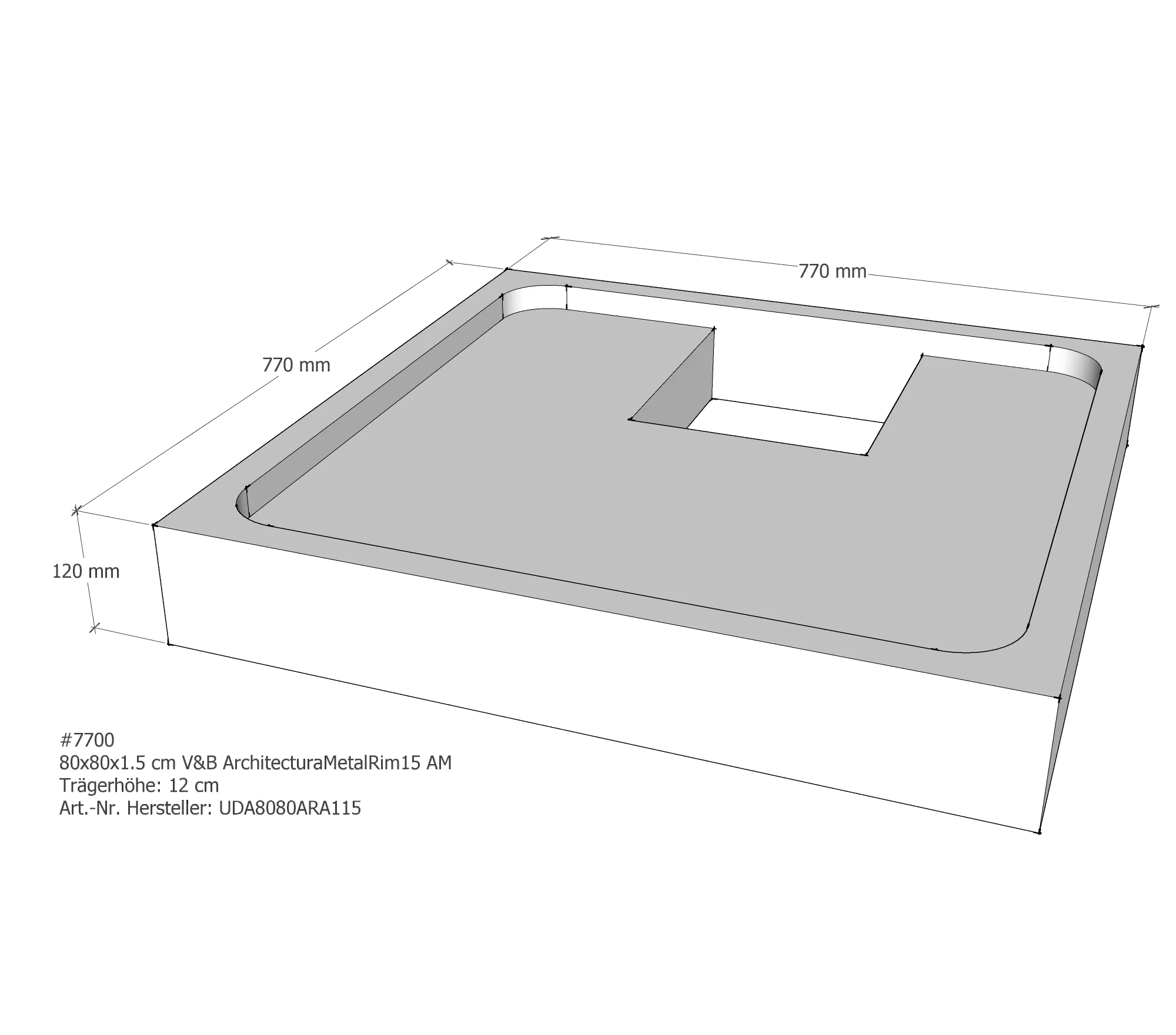 Duschwannenträger für Villeroy & Boch Architectura MetalRim 80 × 80 × 1,5 cm Duschwannenträger für Villeroy & Boch Architectura MetalRim 80 × 80 × 1,5 cm