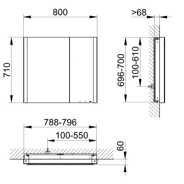KEUCO Wandeinbau Spiegelschrank „Somaris“ Eiche hell Dekor, Unterputz, mit Spiegelheizung 800 × 710 × 115 mm KEUCO Wandeinbau Spiegelschrank „Somaris“ Eiche hell Dekor, Unterputz, mit Spiegelheizung 800 × 710 × 115 mm