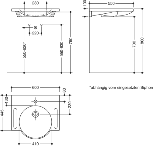 HEWI Waschtisch PG87, alpinweiß, 600x550mm, ohne Überlauf HEWI Waschtisch PG87, alpinweiß, 600x550mm, ohne Überlauf