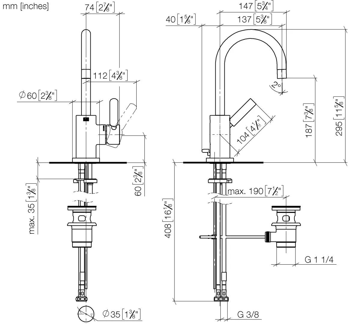 Dornbracht TARA Waschtisch-Einhandbatterie mit Ablaufgarnitur - Chrom Dornbracht TARA Waschtisch-Einhandbatterie mit Ablaufgarnitur - Chrom