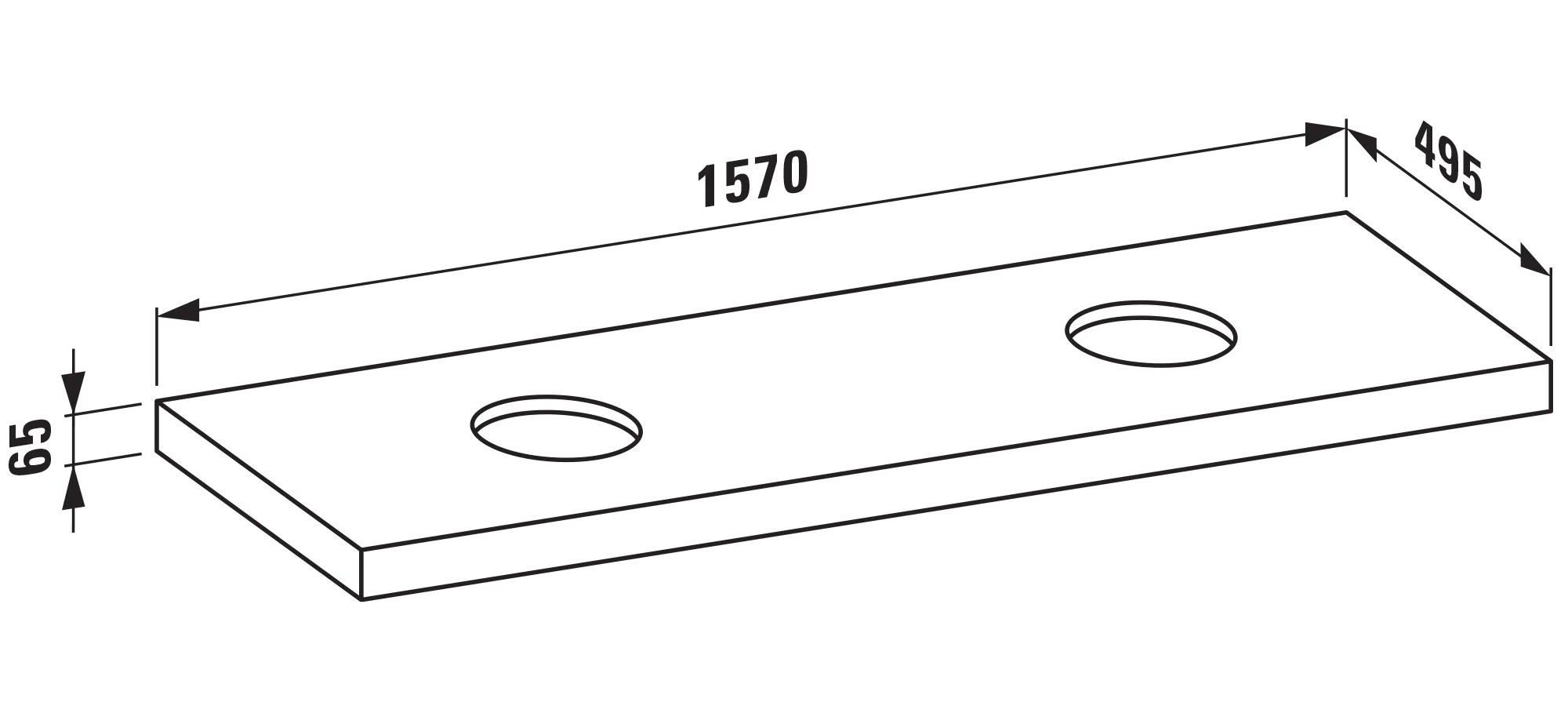 Waschtisch-Platte LANI 495x1570x65 mit Ausschnitt links und rechts inklusive 3 Befestigungselemente weiß matt Waschtisch-Platte LANI 495x1570x65 mit Ausschnitt links und rechts inklusive 3 Befestigungselemente weiß matt