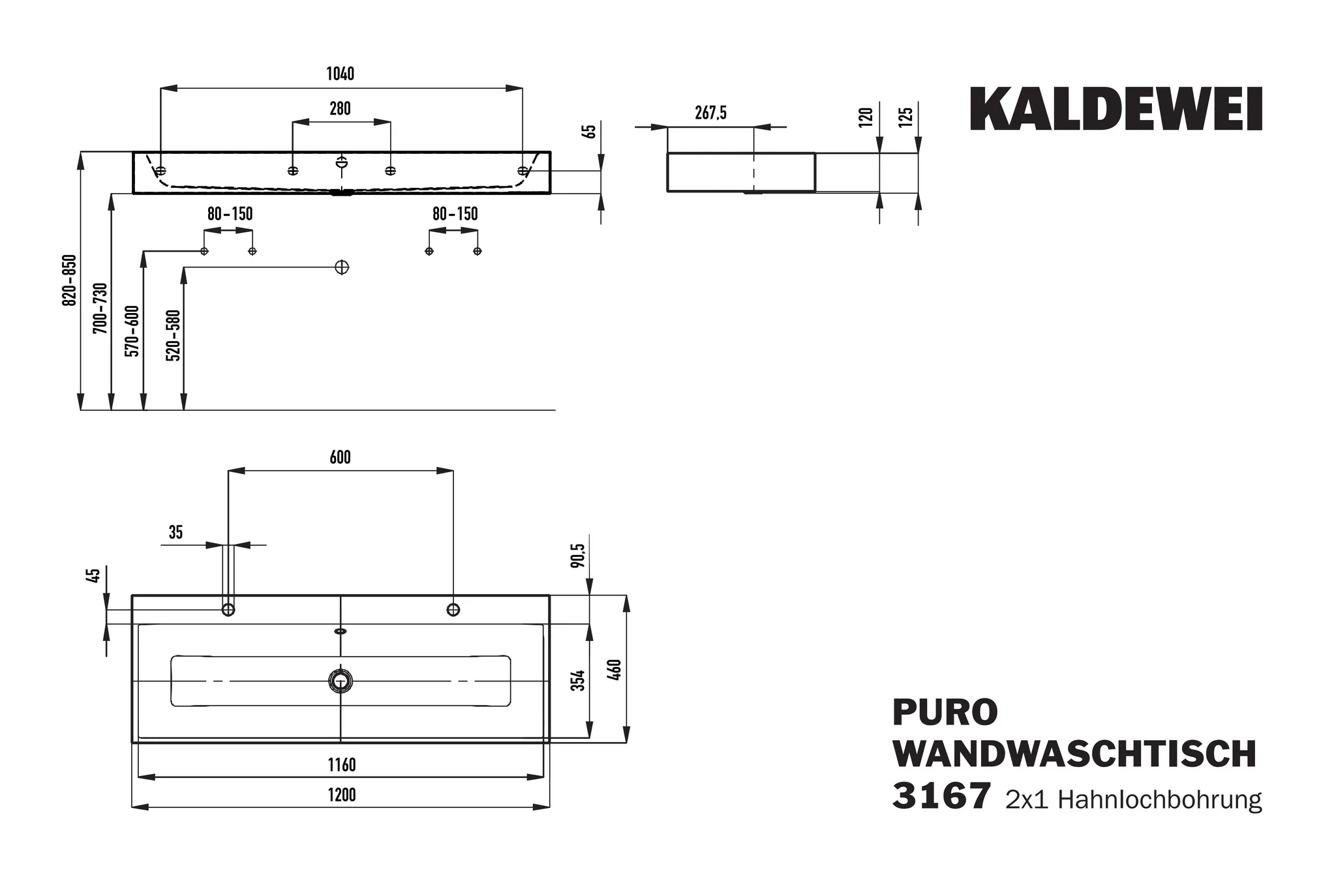 Kaldewei PURO Wand-Doppelwaschtisch, 1200x460 mm, cool grey 90, Perl-Effekt, Antidröhnen, 2x1-Hahnlochbohrung, mit Überlauf, Sichtteile schwarz matt 100 Kaldewei PURO Wand-Doppelwaschtisch, 1200x460 mm, cool grey 90, Perl-Effekt, Antidröhnen, 2x1-Hahnlochbohrung, mit Überlauf, Sichtteile schwarz matt 100