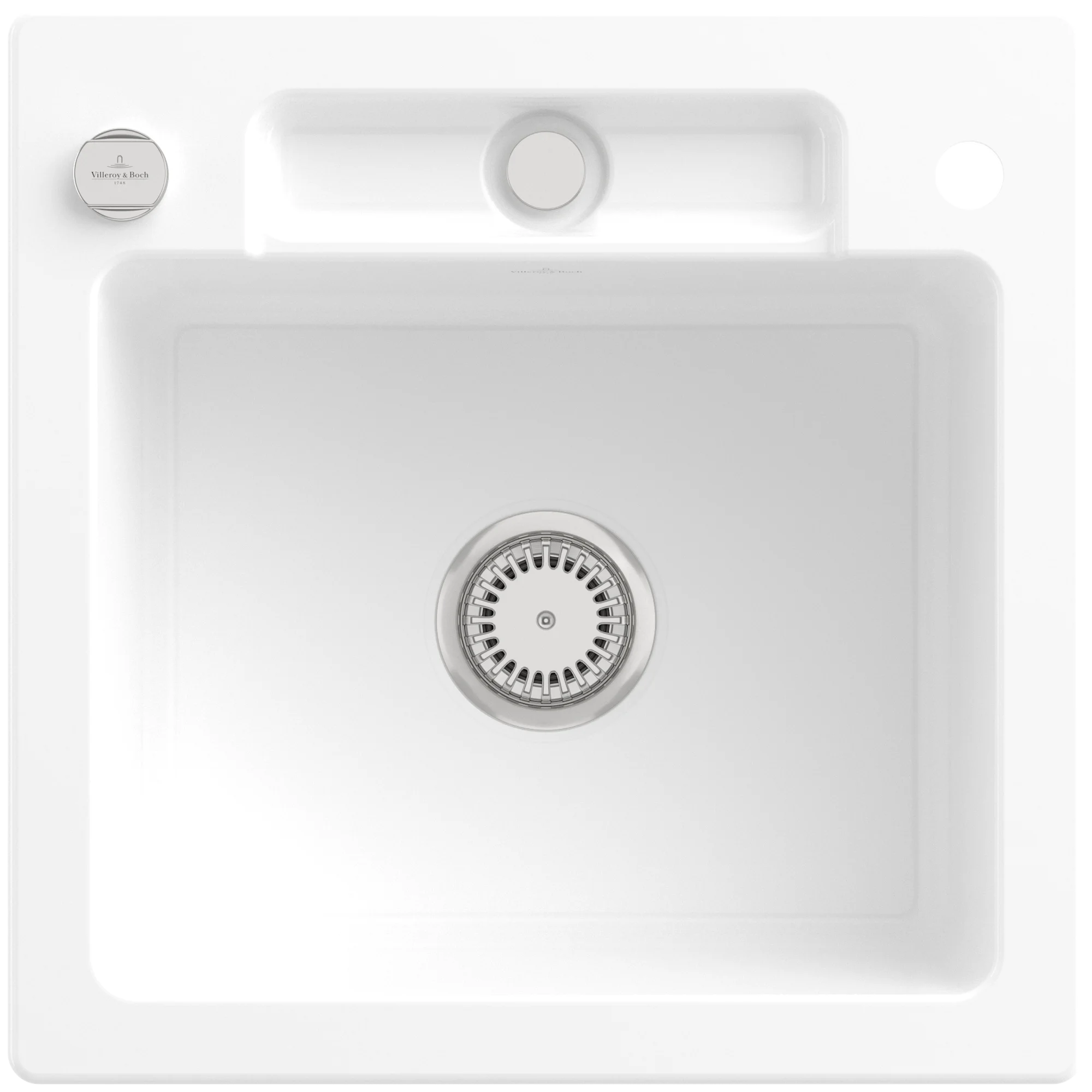 Villeroy & Boch Einbauspüle Siluet 50 S, 10 mm Rechteck, Weiß Alpin CeramicPlus, 510 x 510 mm, Höhe 220 mm, TitanCeram, Excenterbetätigung Villeroy & Boch Einbauspüle Siluet 50 S, 10 mm Rechteck, Weiß Alpin CeramicPlus, 510 x 510 mm, Höhe 220 mm, TitanCeram, Excenterbetätigung