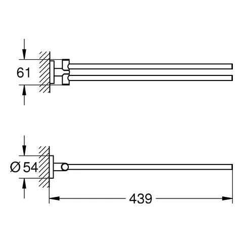 Handtuchhalter Essentials 40371_1, 2-armig, schwenkbar, 439 mm, chrom Handtuchhalter Essentials 40371_1, 2-armig, schwenkbar, 439 mm, chrom