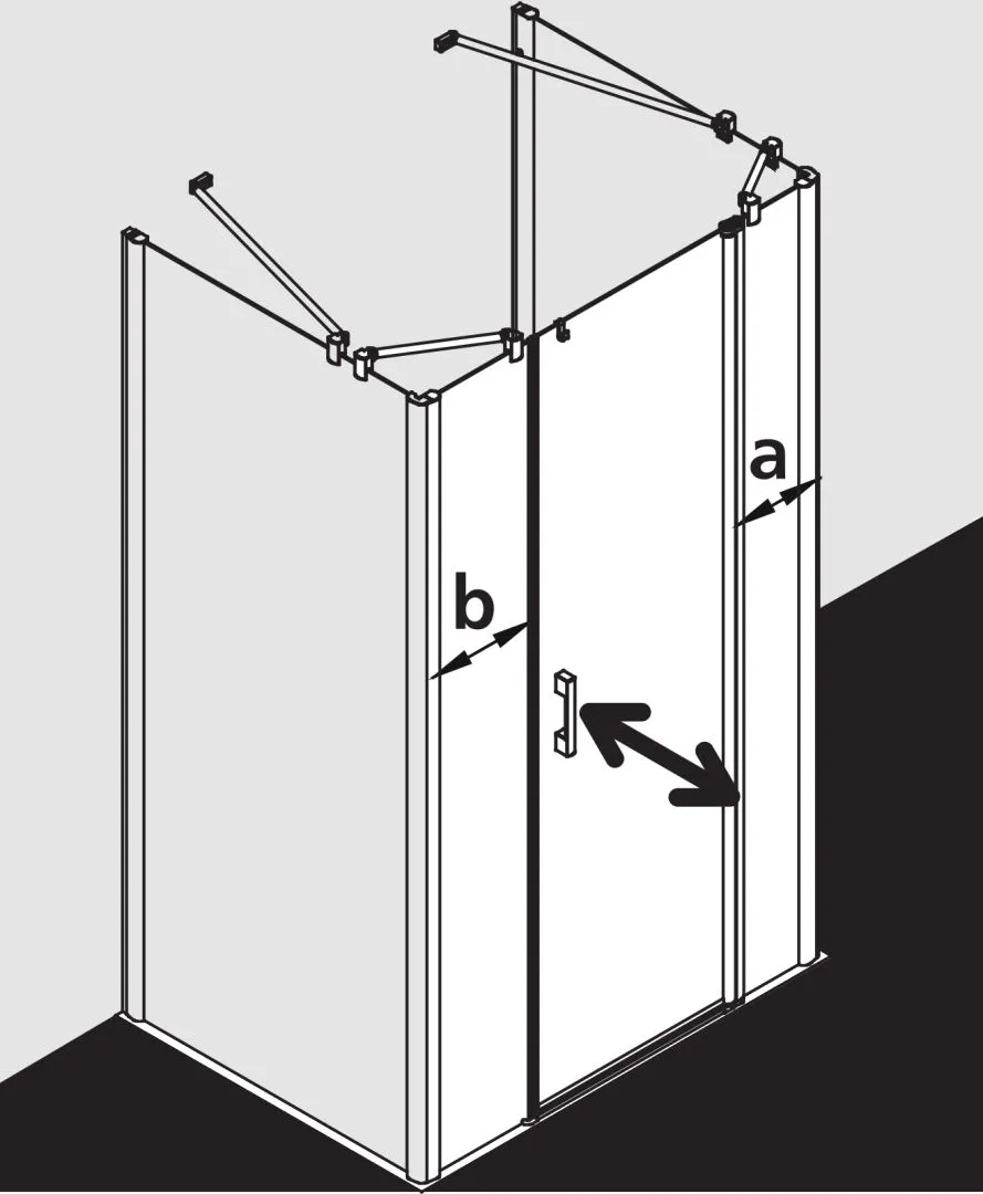 Kermi Duschtür Pendeltür 1-flügelig rechts mit Festfeldern für Nische und Ecke „PEGA“ Glas SR Arena C, Profile Silber Hochglanz, BV: 1190 - 1240 mm GAK: 1190 - 1215 mm WE: 1190 - 1240 mm H: 2000 mm Kermi Duschtür Pendeltür 1-flügelig rechts mit Festfeldern für Nische und Ecke „PEGA“ Glas SR Arena C, Profile Silber Hochglanz, BV: 1190 - 1240 mm GAK: 1190 - 1215 mm WE: 1190 - 1240 mm H: 2000 mm