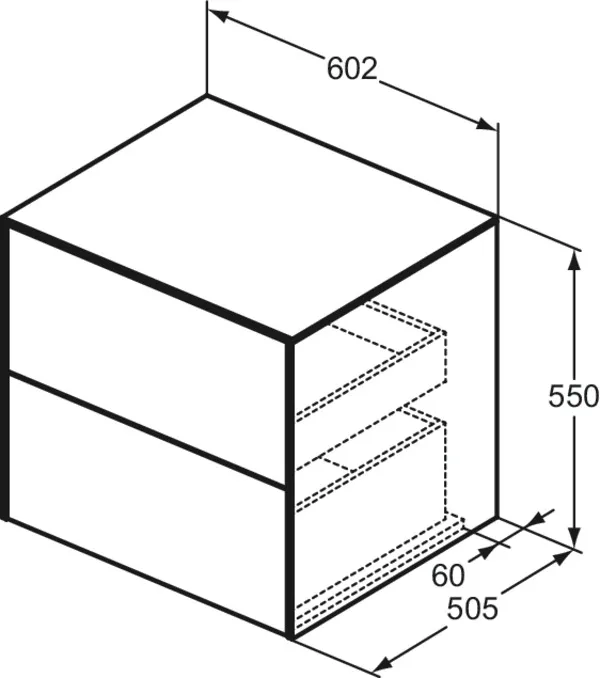 Ideal Standard Waschtischunterschrank „Conca“ 60,2 × 55 × 50,5 cm Eiche geflammt Furnier Ideal Standard Waschtischunterschrank „Conca“ 60,2 × 55 × 50,5 cm Eiche geflammt Furnier