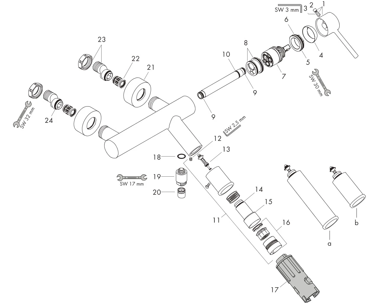 Wannenmischer Aufputz Axor Starck DN15 chrom