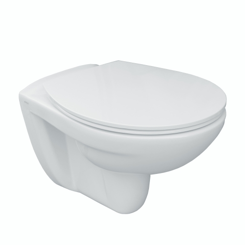 Set Tiefspül-Wand-WC, Geberit DuoFix Basic UP100 Vorwandelement, WC-Sitz ohne Absenkautomatik, Betätigungsplatte weiß