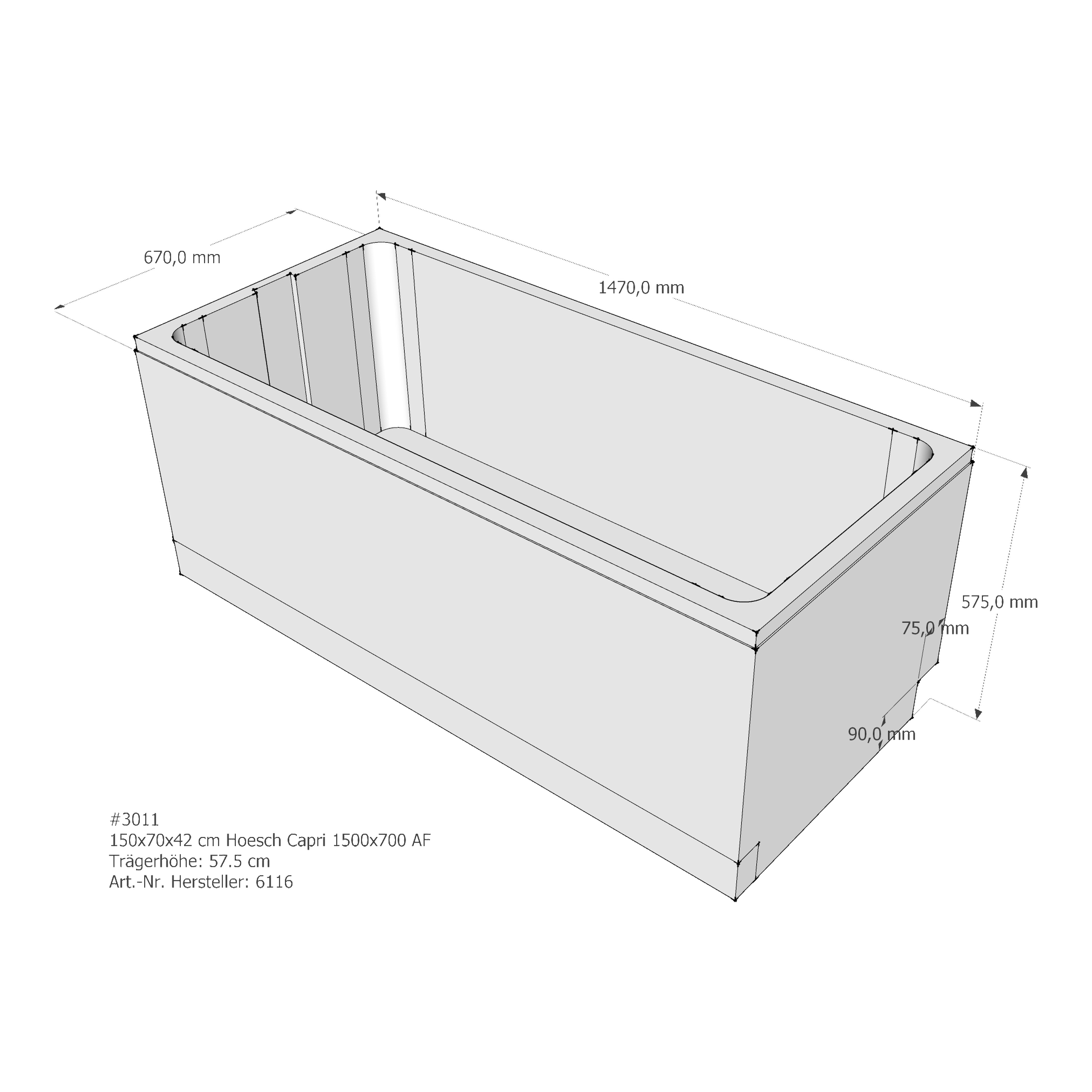 Badewannenträger für Hoesch Capri 1500×700 150 × 70 × 42 cm Badewannenträger für Hoesch Capri 1500×700 150 × 70 × 42 cm