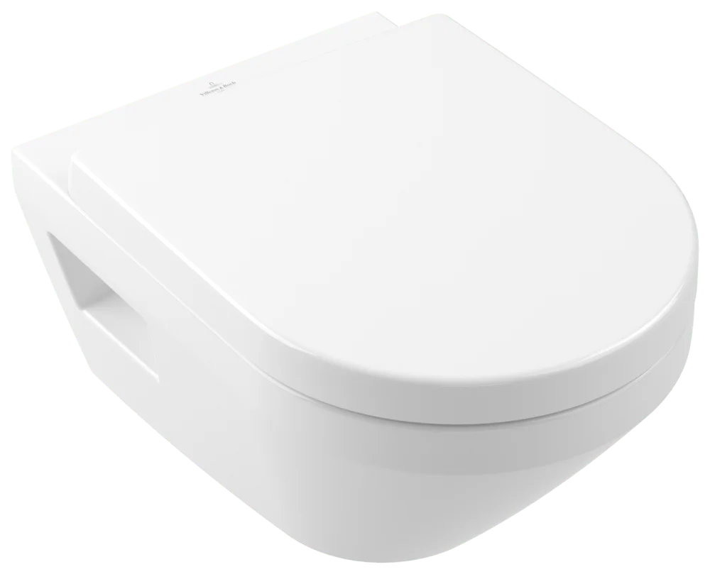 Villeroy & Boch Tiefspül-WC Architectura, spülrandlos, wandhängend, Weiß Alpin AntiBac CeramicPlus, 370 x 530 mm, Höhe 350 mm