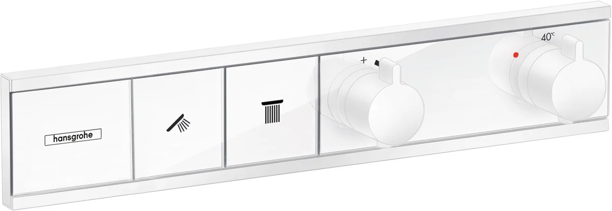 Hansgrohe RainSelect Thermostat Unterputz, 2 Verbraucher, mattweiß, max. Durchflussmenge 38 l/min bei 3 bar, einstellbare Temperaturbegrenzung