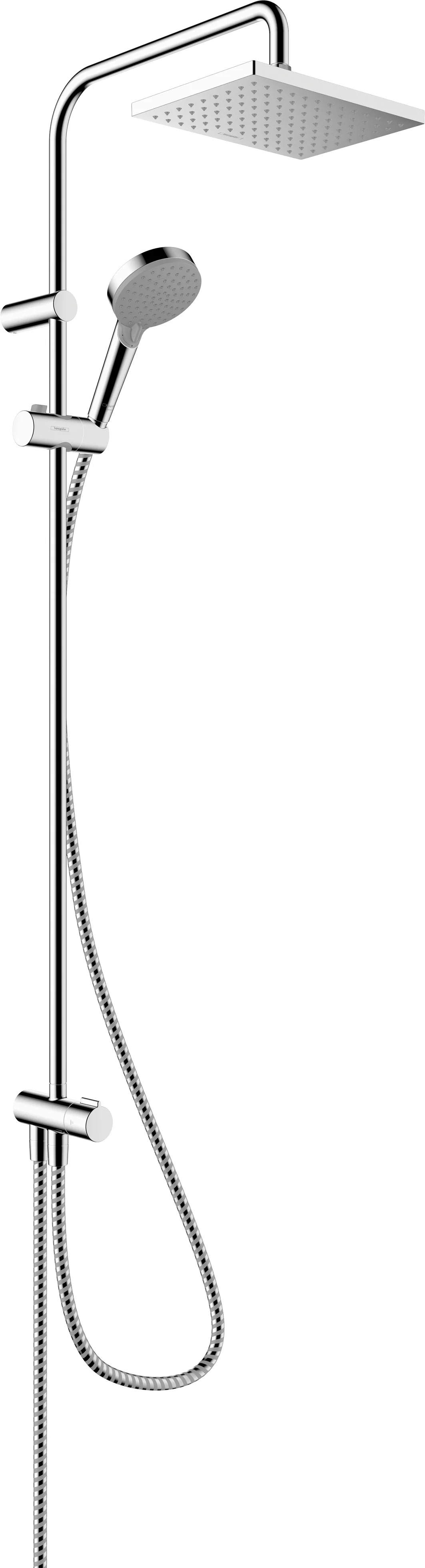 Hansgrohe Vernis Shape Showerpipe 230 1jet EcoSmart Reno Chrom, Aufputzinstallation, 400 mm Brausearmlänge, 19 mm Brausestangendurchmesser