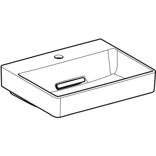 Aufsatzwaschtisch „One“ mit horizontalem Ablauf, rechteckig 50 × 41 cm in weiß alpin