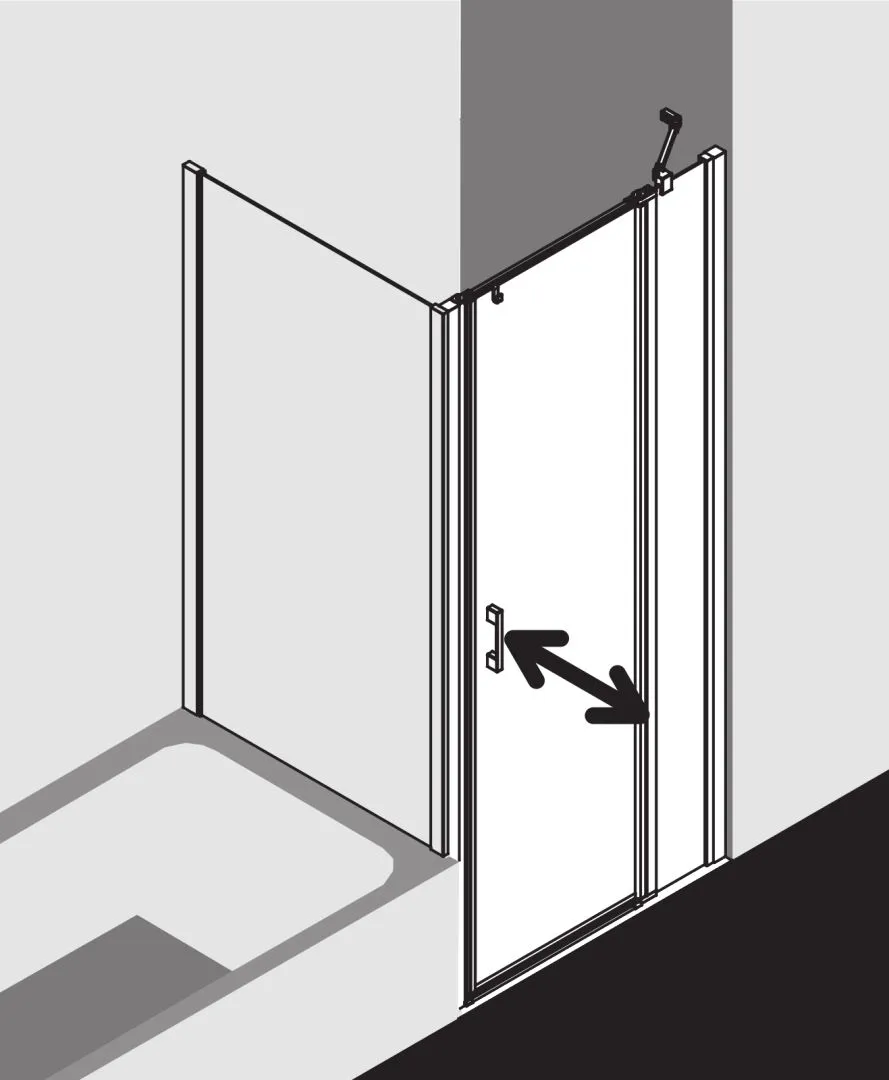 Kermi Duschtür Pendeltür 1-flügelig mit Festfeld rechts für Nische und Ecke „LIGA“ 185 cm Glas Klar, Profile Silber Mattglanz, Drehtür einteilig