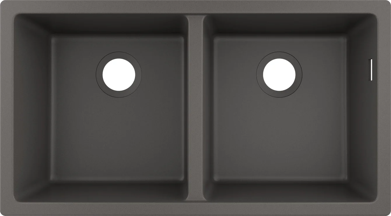Hansgrohe Unterbauspüle S51, Steingrau, 370x370 mm, 2 Hauptbecken, Beckentiefe 190 mm