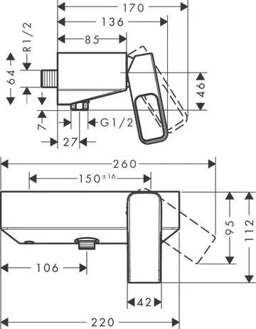 Brausenmischer AP Axor Urquiola DN15 chrom