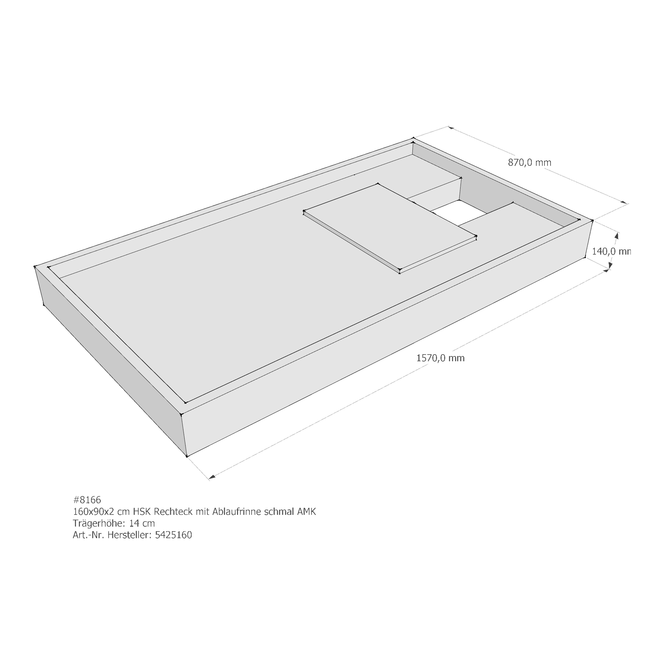 Duschwannenträger für HSK Quadrat Ablaufrinne schmal 160 × 90 × 2 cm Duschwannenträger für HSK Quadrat Ablaufrinne schmal 160 × 90 × 2 cm