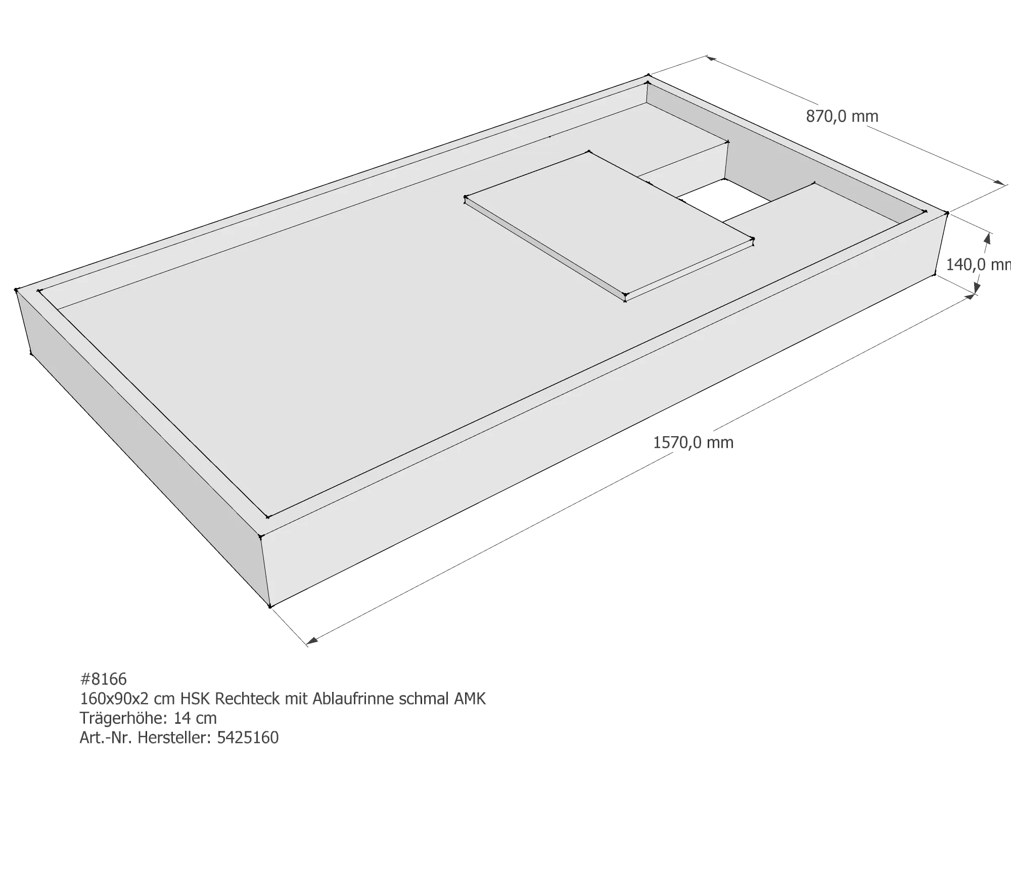 Duschwannenträger für HSK Quadrat Ablaufrinne schmal 160 × 90 × 2 cm Duschwannenträger für HSK Quadrat Ablaufrinne schmal 160 × 90 × 2 cm