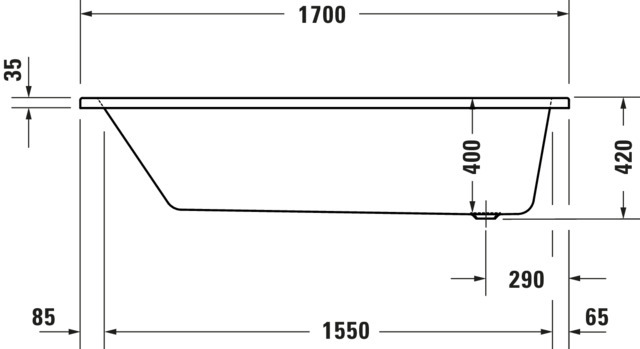 Duravit Badewanne „No.1“ rechteck 170 × 75 cm, Fußablauf 