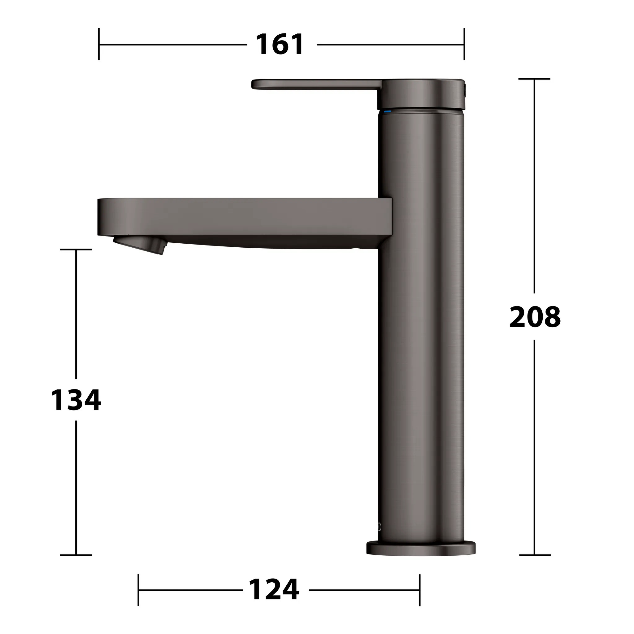 IXMO Einhebel-Waschtischmischer 130 IXMO Flat, Rosette rund Titanschwarz geb.