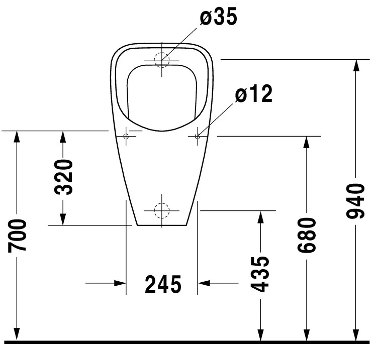 Urinal Duraplus, Zulauf von hinten absaugend, ohne Deckel, ohne Fliege, weiß