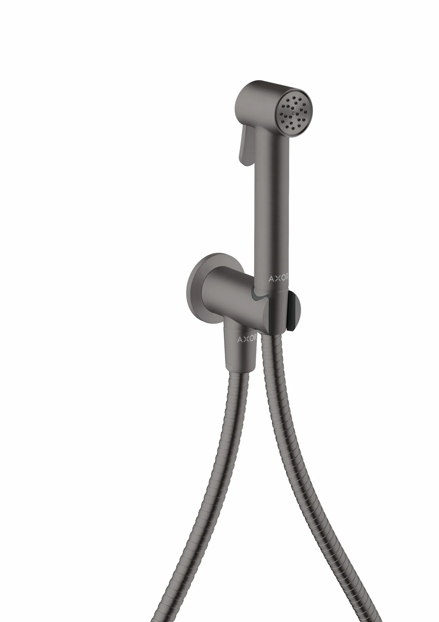 Hansgrohe AXOR Bidette Showers Bidette Handbrause 1jet rund für Kaltwasser mit Brausehalter und Brauseschlauch 1,25 m, Brushed Black Chrome