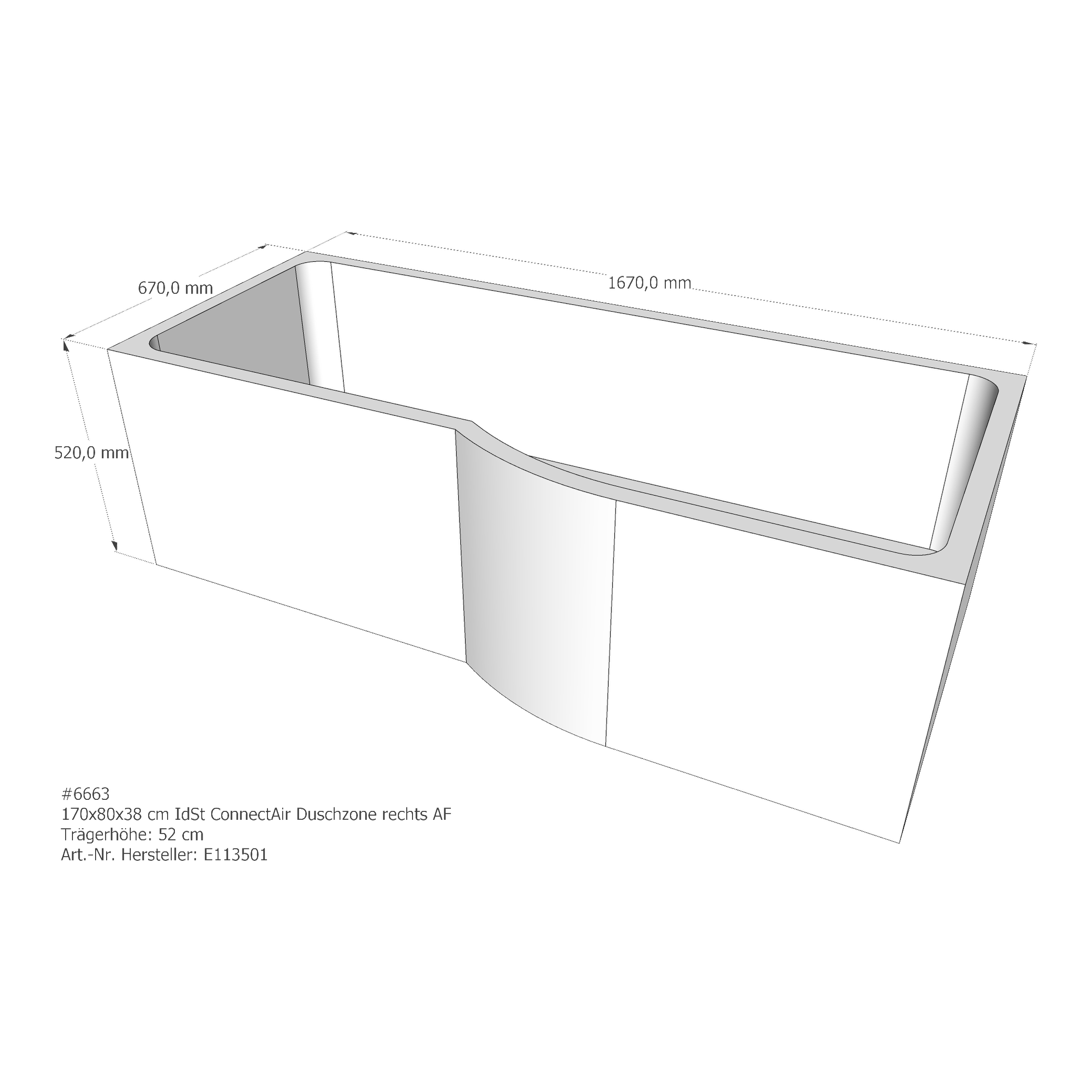 Badewannenträger für Ideal Standard Connect-Air rechts 170 × 80 × 38 cm Badewannenträger für Ideal Standard Connect-Air rechts 170 × 80 × 38 cm