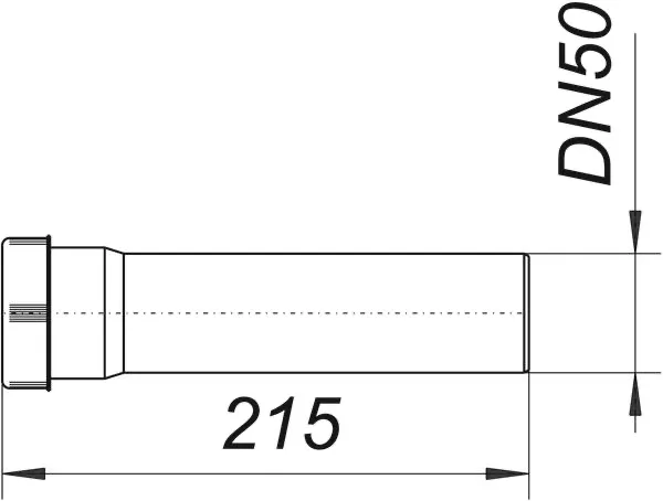 Verlängerungsrohr V 5, 215 mm lang, DN 50